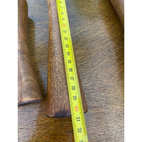 MCM Vintage Candle Holders 3 x Teak Hand Turned 15cm 20cm and 30cm Tall - Picture 13 of 14