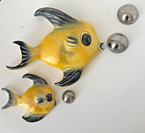 VTG 1950's Tropic Treasures Fish Set Ceramicraft WALL POCKET Iridescent MCM - Picture 3 of 16