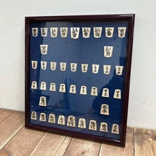 Framed Shogi Piece Set with Board Wooden Tabletop Game Showa Retro from Japan