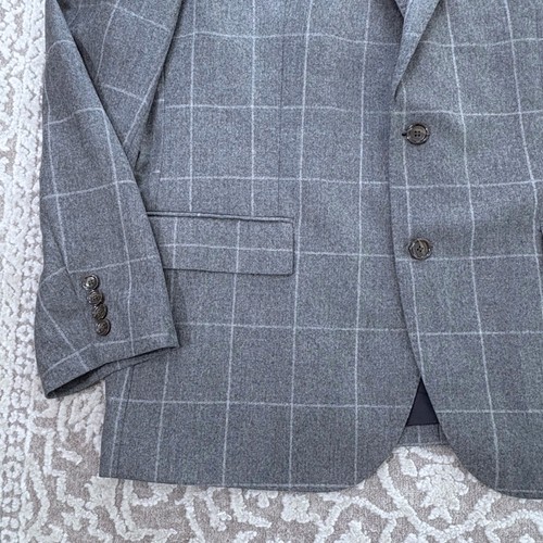 J. Blazer de lana italiana Crosby Crew para hombre 46R gris ventana $249 usado en excelente estado - Imagen 8 de 13