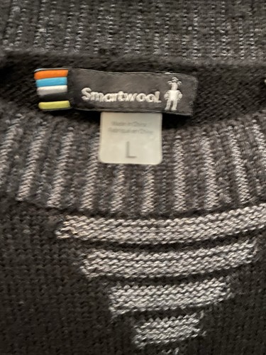 Smartwool Men's L Summit Lane Crew Sweater Wool Blend, Black/Gray - Picture 2 of 4