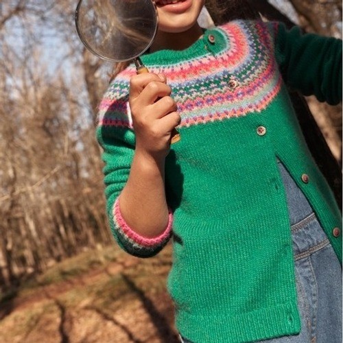 Mini Boden Girls Fair Isle Yoke Cardigan Green Pepper Sweater Size 6-7Y Boho - Bild 14 von 16