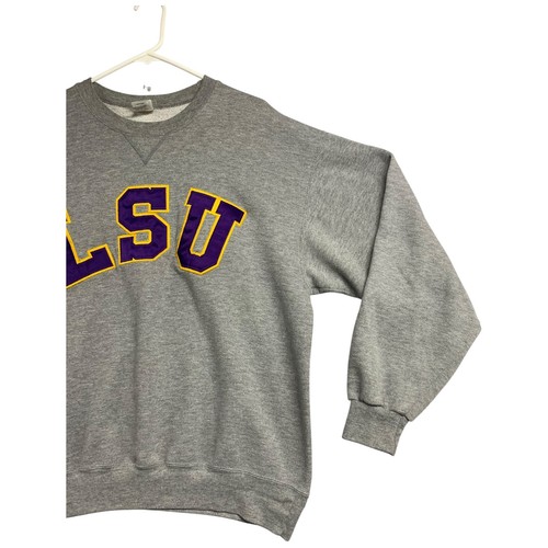 Felpa LSU Tigers uomo grande grigia NCAA calcio girocollo pullover Soffe anni 90 - Foto 3 di 10