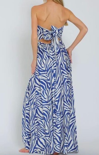 AaKaa Women's Lorena Strapless Tube Top Jumpsuit Elastic Back Tie-Back L NEW $69 - Picture 4 of 6