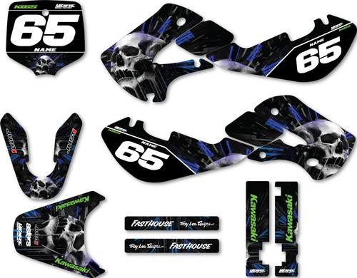 Kit completo de calcomanías personalizadas estilo calavera para adaptarse a Kawasaki KX 65 2000 - 2026 kit de pegatinas - Imagen 1 de 4