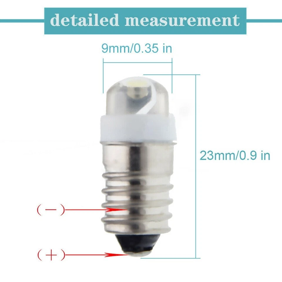 LED Bulb Work Light Lamp 2 /10pcs 3V DC E10 Miniature Screw Bulb High Quality - Image 4 of 4