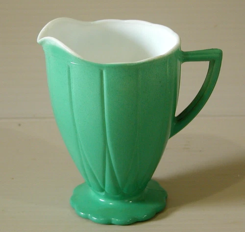 Vintage Hazel Atlas Platonite Green Milk Glass Creamer