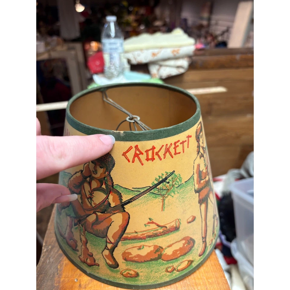 Vintage Davy Crockett Lamp Shade Western Frontier Character Decor - Image 2 of 4