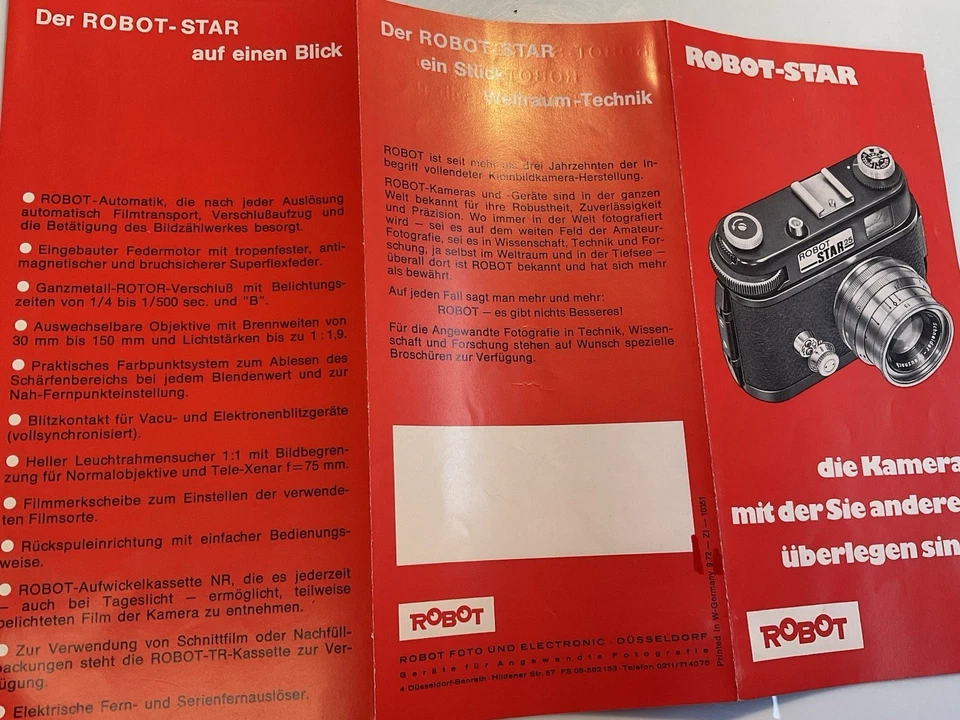 Robot Star 25 Kamera Prospekt ,Brochure - Bild 3 von 3