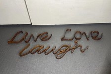Brown Metal  Live Love Laugh  Wall Art Cursive Writing Wall D cor Set