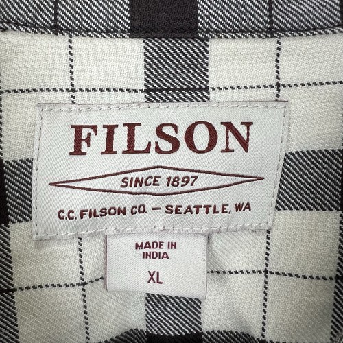 CC Filson Alaskan Guide Shirt Lightweight Button Up Flannel Cream Plaid Women XL - Picture 3 of 4