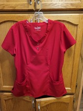 Red Ladies Scrub Top By Butter Soft Sz Med. Excellent Condtn
