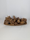 Wooden Fruit Set Vintage MCM Tray Bowl 12 Pieces of Fruit Vegetables