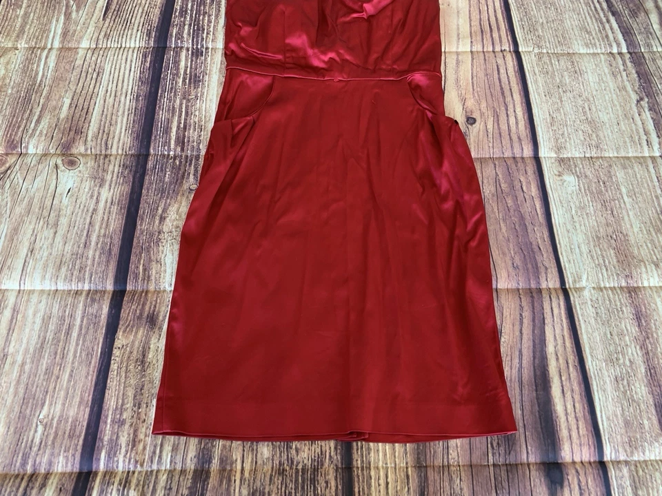 Vestido Jones Wear para mujer sin mangas con cremallera lateral satinado rojo vestido con bolsillos talla: 10 Foto 2 de 4