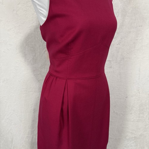 J.CREW Pleated Sheath Dress Size 18 Wool Blend Raspberry Pink Sleeveless Office - Picture 4 of 17