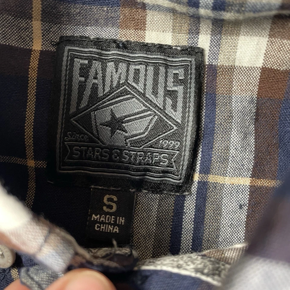 Famous Stars & Straps Flannel Shirt Mens Small Plaid Travis Barker Long Sleeve - Image 4 of 4