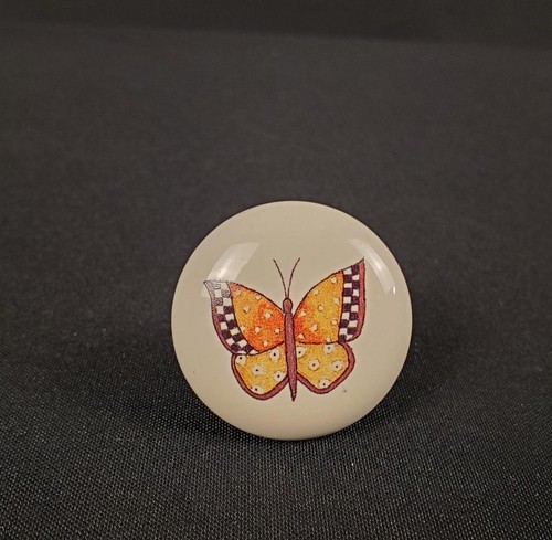 Ceramic Drawer Pull/Cabinet Knob Yellow Butterfly -Debbie Mumm? - Picture 1 of 5