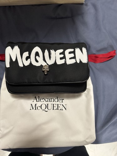 ALEXANDER MCQUEEN Skull black nylon Graffiti Bag Purse!