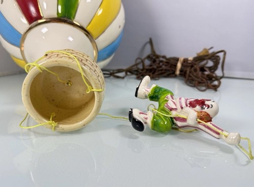 Vintage Ceramic Hot Air Balloon Hanging Night Light Decor Lamp w/ Hanging Clown - Picture 17 of 20