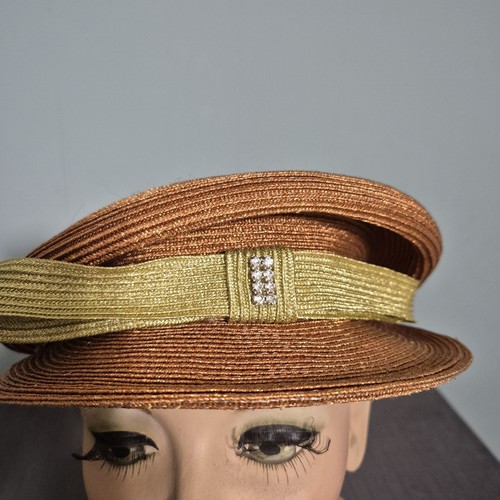 Vintage Womens Gold And Yellow Dress Hat - Picture 5 of 13