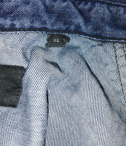 Replay Western Slim Fit Pearl Snap Fastening Navy Blue Denim Shirt Size XL - Picture 8 of 8