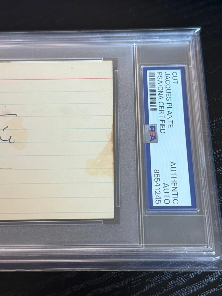 Jacques Plante signed 3x5 Index Card PSA DNA Slab Hockey HOF Auto C5163 - Image 3 of 4
