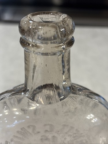 Arnett G Smith 14 Fulton St NY 1/2 Pint Clear Strap Flask Whittle - Picture 9 of 24