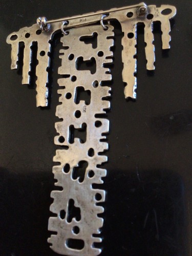Brutalist Sterling Silver Brooch 925 21g Modernist Israel Yitzchak Bier Style - Picture 3 of 11