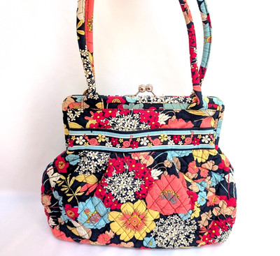 Vera Bradley Quilted Satchel Floral Microfiber Lime s Up Floral Lining
