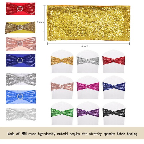 50 Stck. Stretch Pailletten Stuhl Schärpen Stuhl Dehnbar Spandex Bänder für Hochzeit R... - Bild 4 von 4