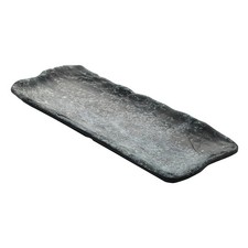 G.E.T. 15005103007 Endure Weathered Pewter Melamine 11.8" x 4.9" Oblong Plate