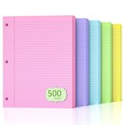 500 Sheets Loose Leaf Paper 8" x 10.5" Colored Filler Paper College Ruled 3-H.