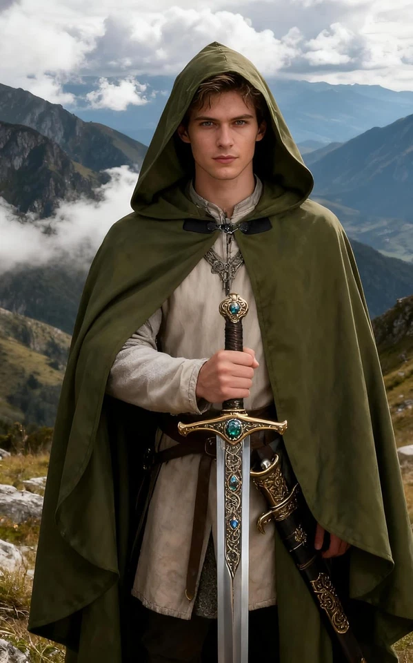 Capa Medieval con Capucha Halloween Renacimiento Capa Corta con Capucha para Hombre y Mujer Foto 3 de 4