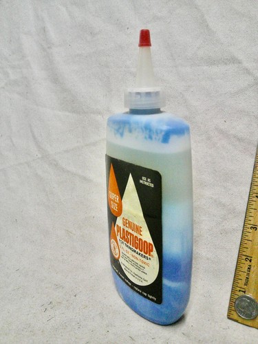 12 oz. Große Flasche UNBENUTZT Plastigoop Mattel 1966 Thinkmaker KORK Siegel blau - Bild 2 von 5