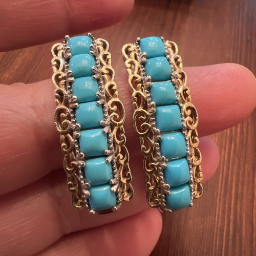 Pendientes colgantes Chuck Clemency STS Sterling 925 Bella Durmiente Turquesa J Aro - Imagen 5 de 13