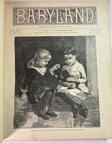 Babyland antikes Kinderbuch Geschichten Tiere 1883 Gold vergoldet lose Bindung HC - Bild 4 von 8