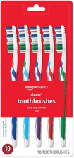 Amazon Basics Clean Plus Toothbrushes, Soft, Full, 10 Ct, 1 Pack Manual Powered
