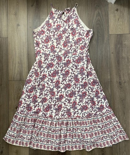 Chaps Halter Dress Boho Cottagecore Long Floral Paisley Pink Blue Women’s XXL - Picture 13 of 14
