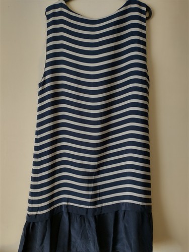 Zara Woman Kleid S Maritim Seide. Blau Naturweiß. - Bild 2 von 6