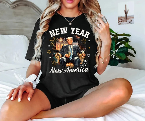T-shirt unisex Capodanno New America Trump President Trump taglia intera - Foto 1 di 6