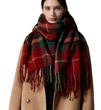  Winter Women Warm Scarf Long Shawl Large Scarves Cold Weather Red Green 31