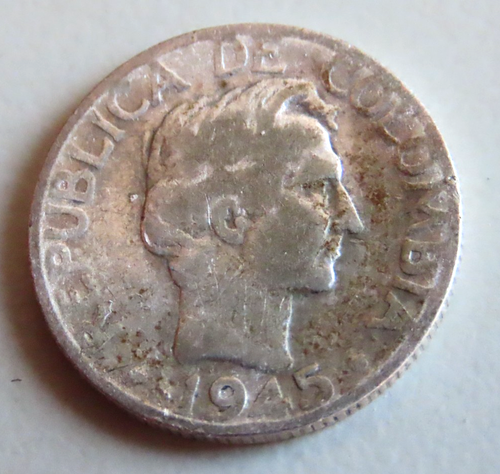Moneda PLATA COLOMBIA 20 Centavos 1945 - Imagen 2 de 2