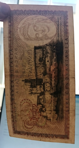 50000 LIRE  LEONARDO DA VINCI   DECR. MIN. 19/07/1970   RARA - Picture 5 of 5