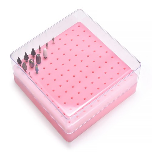 Nail Art Drill Bit Storage Box 100-Hole White Plastic Drill Bits Holder Tools - Picture 5 of 13