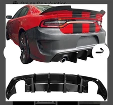 IKON Motorsports Rear Diffuser 4 Fins Gloss Black for Dodge Charger 2020-23