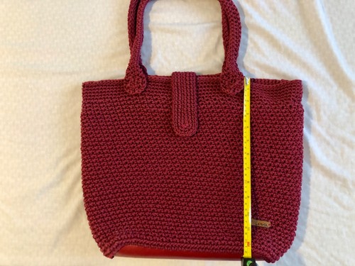 Borsa a spalla crochet uncinetto fatta a mano bordeaux foderata - Foto 7 di 9
