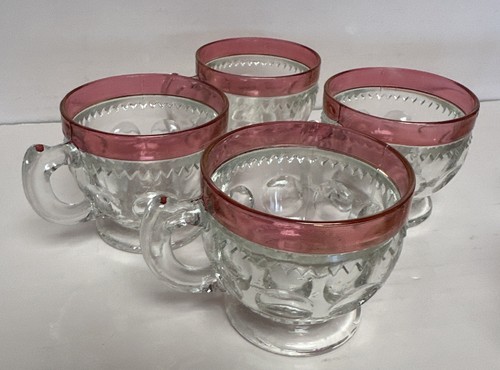 Juego de 6 ponches con patas Tiffin KING’S CROWN CRANBERRY FLASHED - Imagen 12 de 12