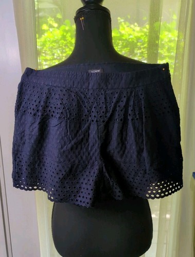 J. Crew Women's Size 8 Side Zip Eyelet Shorts, Navy Blue  - Picture 1 of 7
