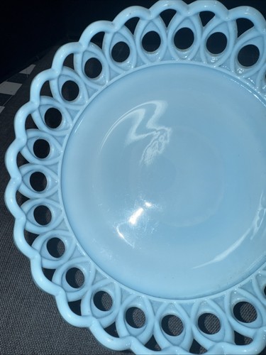 Antique Challinor Taylor BLUE MILK GLASS Bowl Scroll & Eye Ca 1890 - Picture 2 of 3