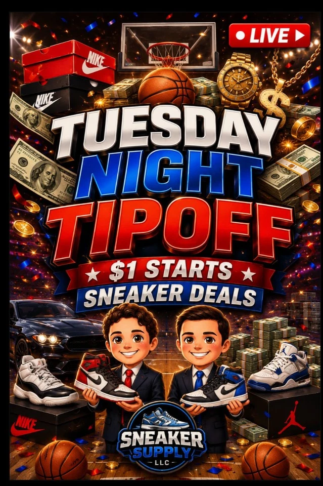 TUESDAY NIGHT TIPOFF - $1 STARTS - GET THE WEEK STARTED OFF RIGHT